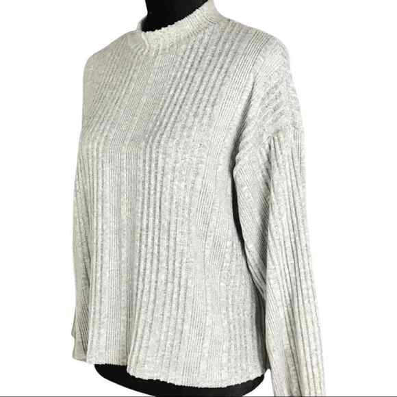 All In Favor Women’s Size L Gray Waffle Knit Mock Neck Sweater Pullover NWT - Picture 7 of 16